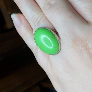 Sterling silver 925 green turquoise looking stone vintage